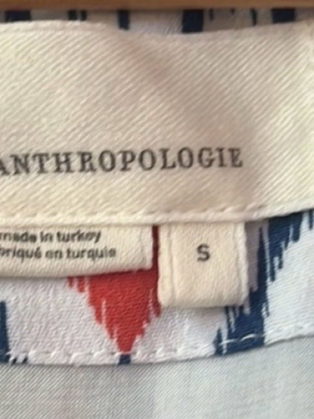 Anthropologie Blue & Red Ikat Tiered V‑Neck Mini Dress - Picture 5 of 5